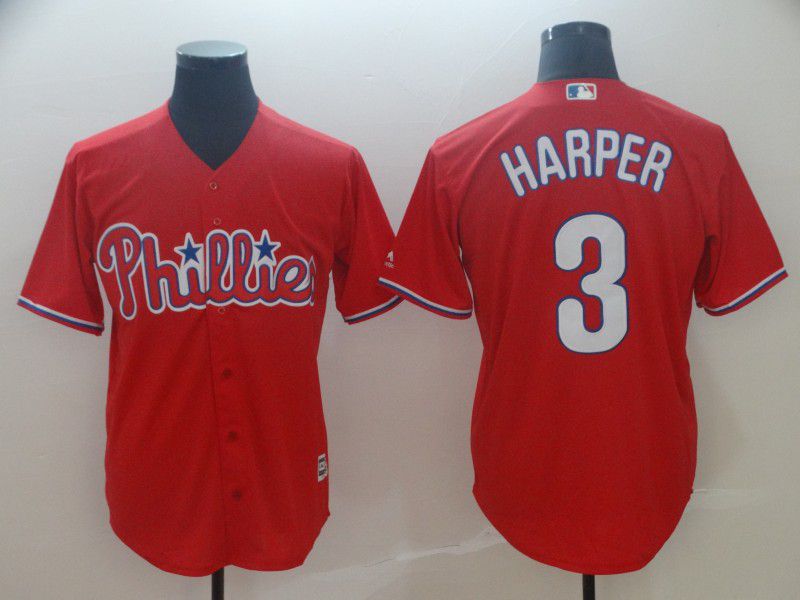 2019 MLB Men Philadelphia Phillies #3 Bryce Harper red game Jerseys